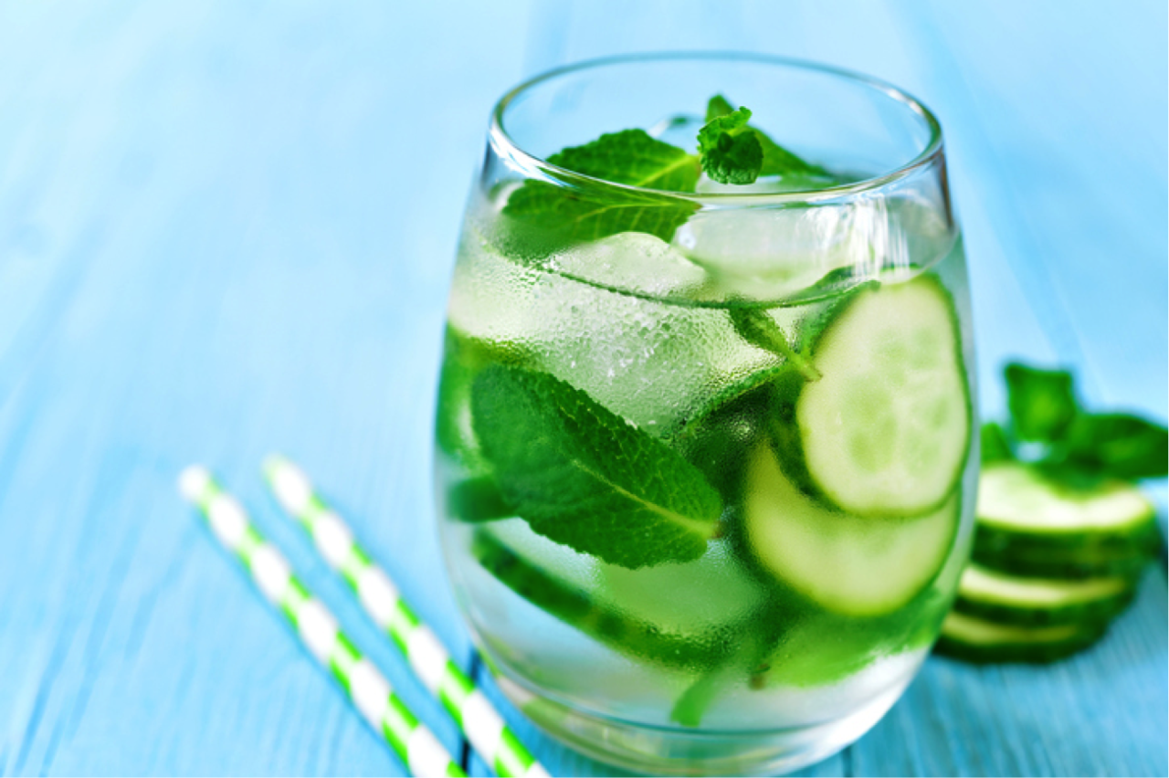 Cucumber in an ice-cold drink.
